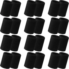 Lenwen 24 Pcs 4 Inch Wrist Sweatbands Sports Wristband for Men Women Cotton Elastic Thick Wrist Bands Gymnastics Wristbands for Grips, Tennis, Basketball, Running, Gym, Working Out