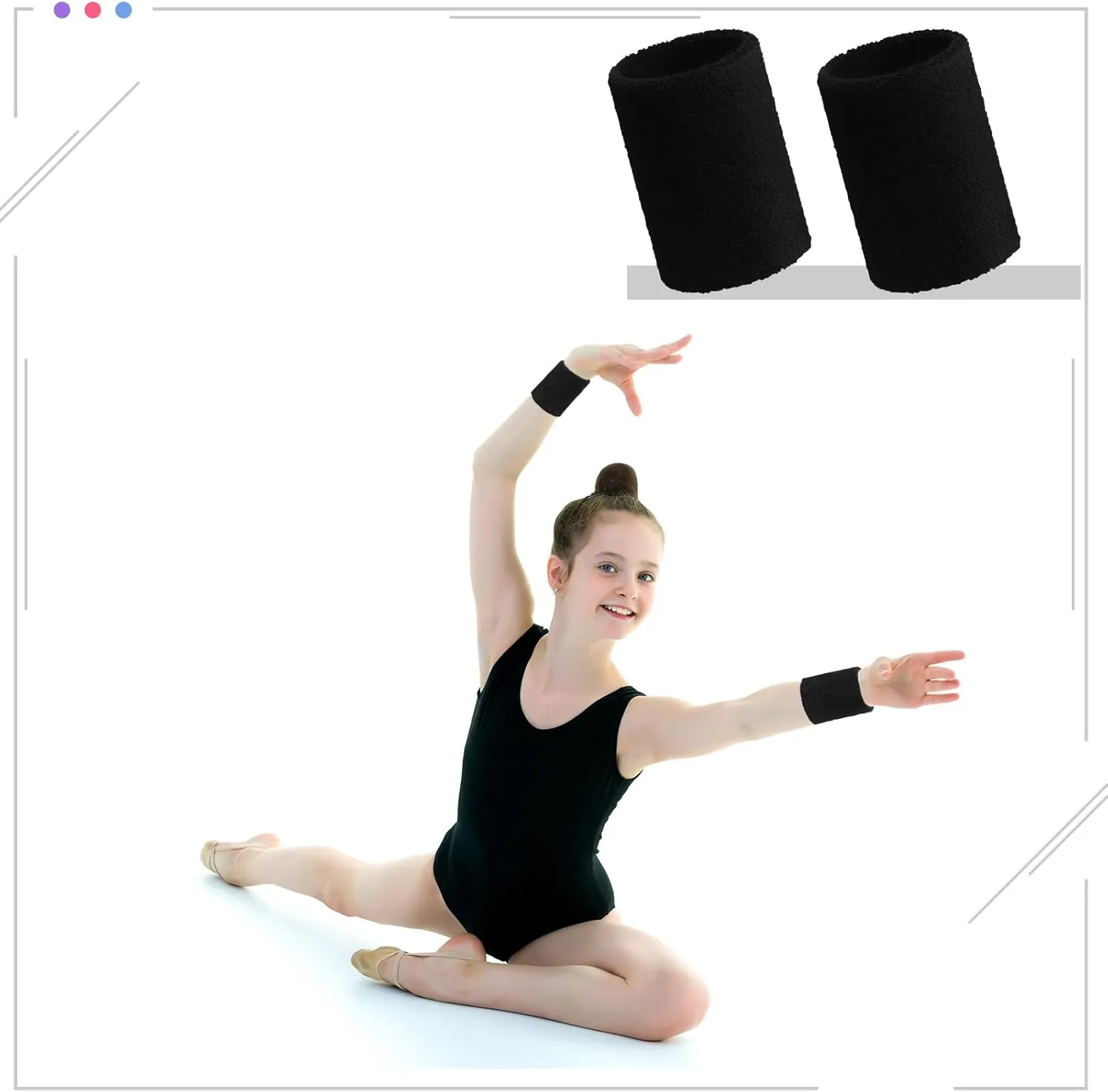 Lenwen 24 Pcs 4 Inch Wrist Sweatbands Sports Wristband for Men Women Cotton Elastic Thick Wrist Bands Gymnastics Wristbands for Grips, Tennis, Basketball, Running, Gym, Working Out