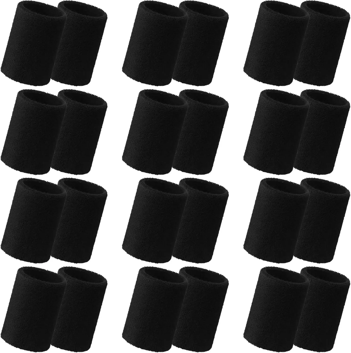 Lenwen 24 Pcs 4 Inch Wrist Sweatbands Sports Wristband for Men Women Cotton Elastic Thick Wrist Bands Gymnastics Wristbands for Grips, Tennis, Basketball, Running, Gym, Working Out