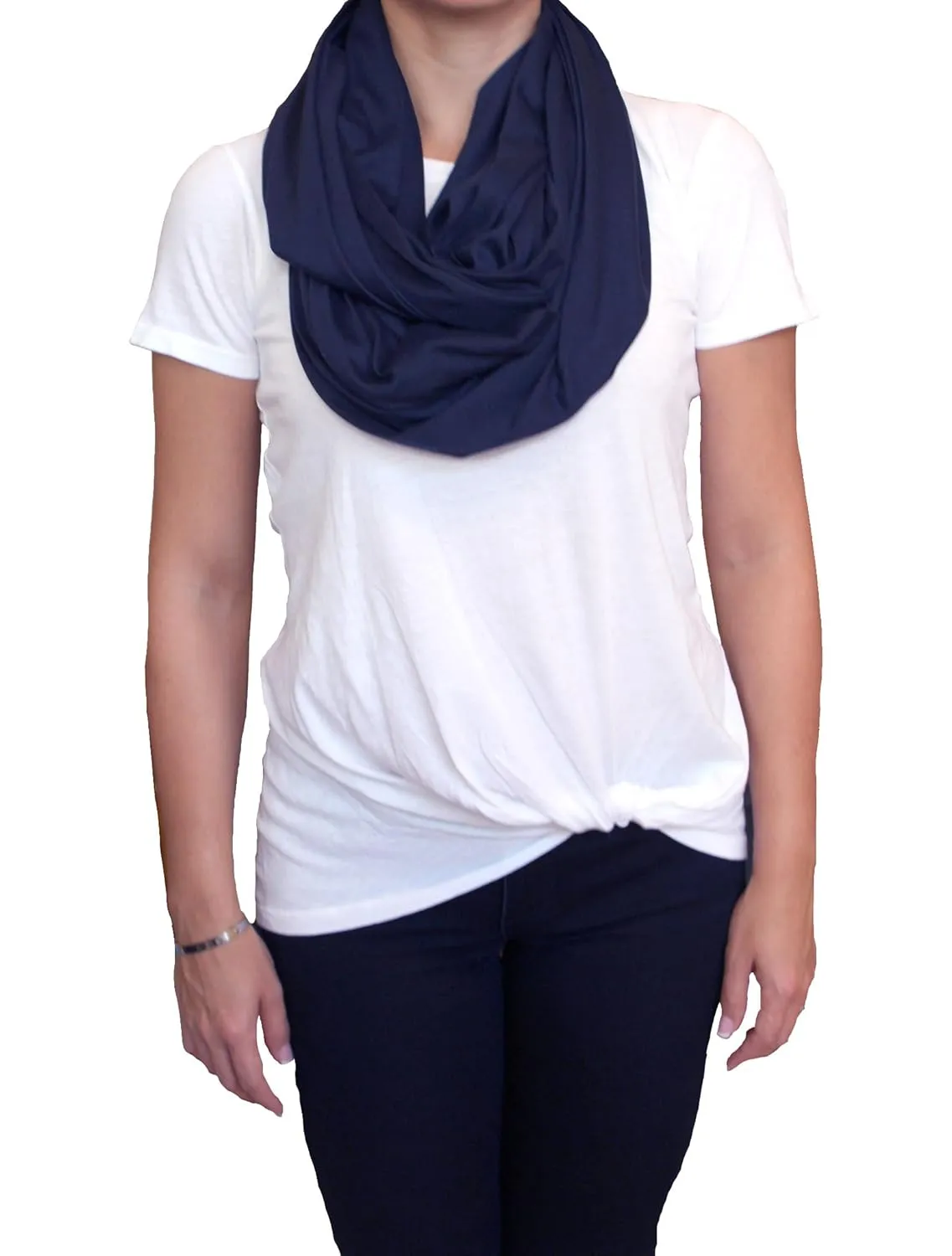 LK Baby Infinity Nursing Scarf Breastfeeding Cover Ultra Soft Premium Jersey Polyester- 100% AZO free and Safe for Baby (Navy Blue)