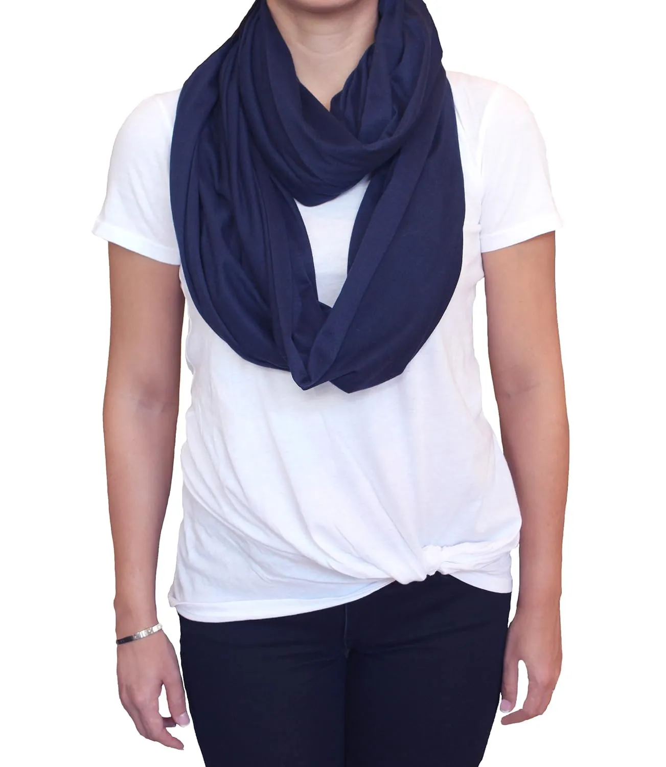 LK Baby Infinity Nursing Scarf Breastfeeding Cover Ultra Soft Premium Jersey Polyester- 100% AZO free and Safe for Baby (Navy Blue)