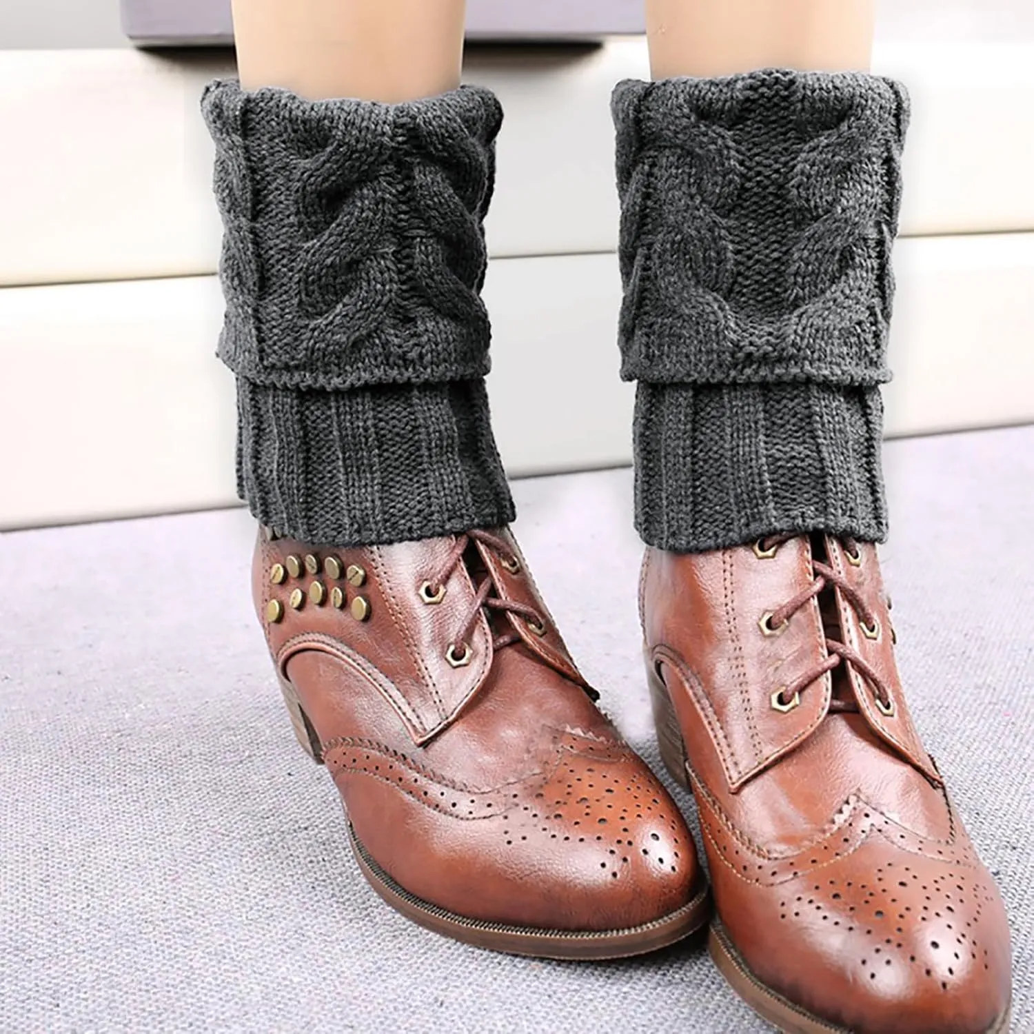 Loritta Womens Boot Socks Winter Warm Crochet Knitted Boot Cuffs Topper Socks Short Leg Warmers Gifts