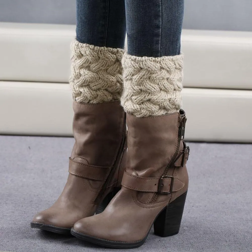 Loritta Womens Boot Socks Winter Warm Crochet Knitted Boot Cuffs Topper Socks Short Leg Warmers Gifts