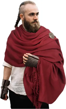 L'VOW Viking Cloak Medieval Half Shoulder Cape with Brooch Renaissance Roman Shawl Cape for Men Women