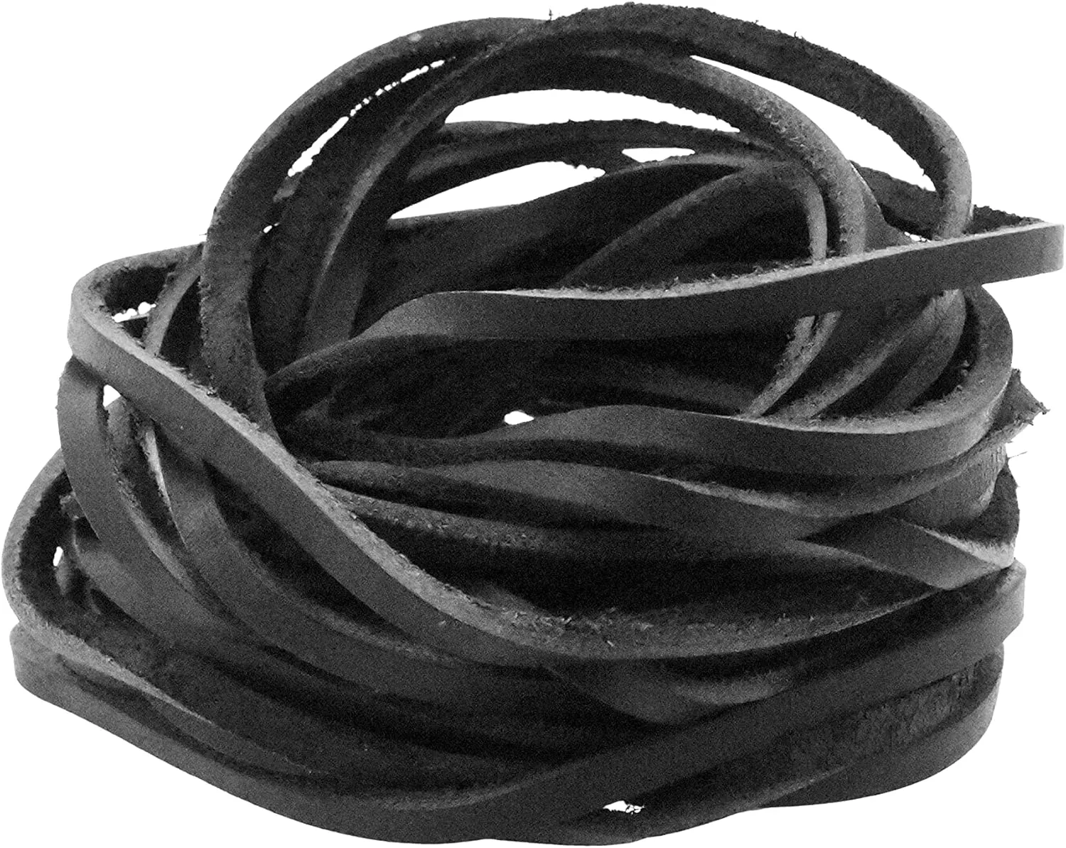 Mandala Crafts Black Leather Cord for Jewelry Making - 6.55 Yds 4mm Leather Strips for Crafts Braiding - Flat Genuine Leather Cord String Straps for Leather Boot Laces