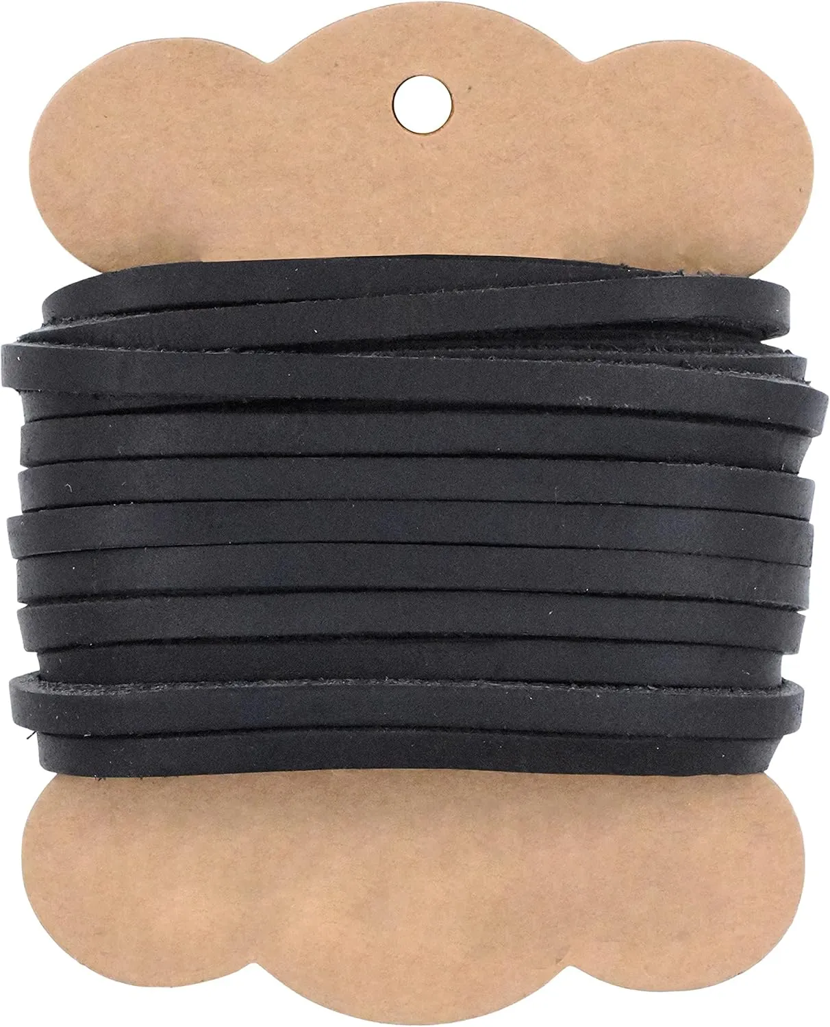 Mandala Crafts Black Leather Cord for Jewelry Making - 6.55 Yds 4mm Leather Strips for Crafts Braiding - Flat Genuine Leather Cord String Straps for Leather Boot Laces