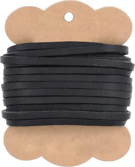 Mandala Crafts Black Leather Cord for Jewelry Making - 6.55 Yds 4mm Leather Strips for Crafts Braiding - Flat Genuine Leather Cord String Straps for Leather Boot Laces