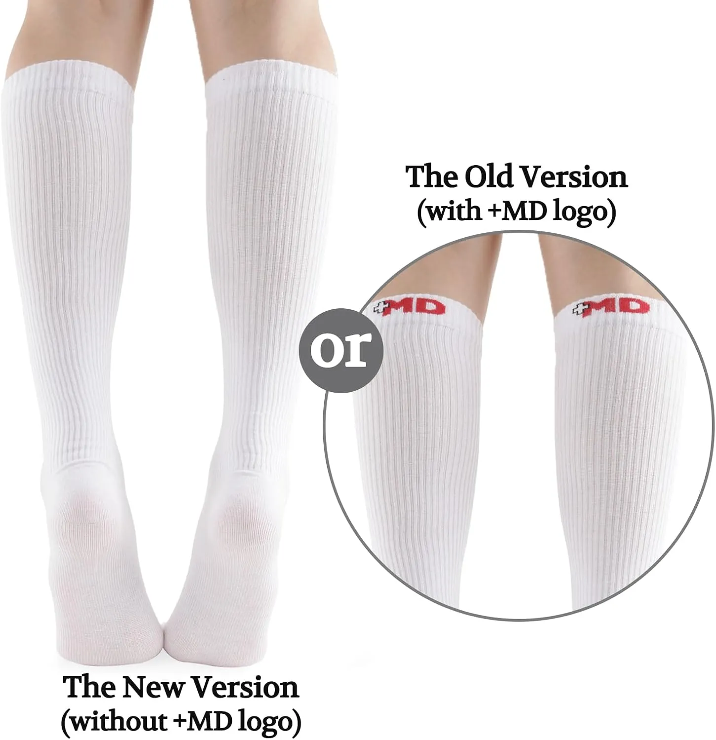  MD Cotton Compression Socks for Women and Men 4/6 Pairs 8-15/15-20 mmHg Knee High Socks for Sports Travel Nurse Edema