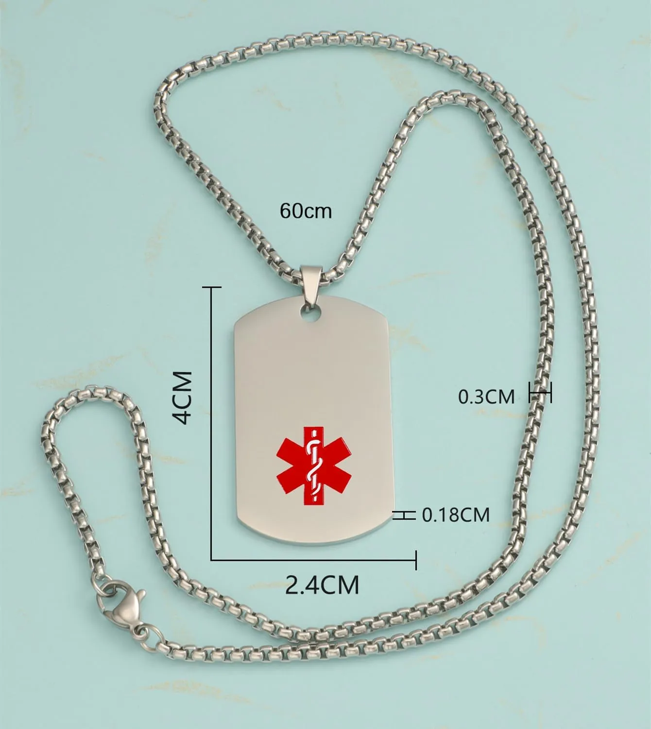 Medical Alert Necklaces and Bracelets Set for Men Women Medic ID Identification Stainless Steel Pendant Necklace & Silicone Cuff Bracelet Allergy Awareness Jewelry for Adult,Customizable,2 Pack