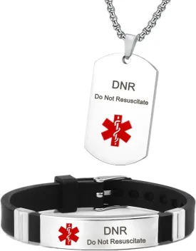 Medical Alert Necklaces and Bracelets Set for Men Women Medic ID Identification Stainless Steel Pendant Necklace & Silicone Cuff Bracelet Allergy Awareness Jewelry for Adult,Customizable,2 Pack Medical Alert Necklaces and Bracelets Set for Men Women Medic ID Identification Stainless Steel Pendant Necklace & Silicone Cuff Bracelet Allergy Awareness Jewelry for Adult,Customizable,2 Pack