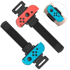 MENEEA Wrist Bands for Nintendo Switch Just-Dance 2025 2024 2023 & for Zumba Burn It Up for Joy-Con, 2 Pack Adjustable Elastic Straps for Nintendo Switch & OLED Controllers for Adults and Kids Black