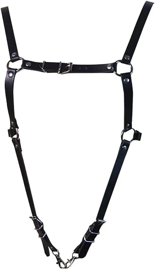Mens Black Leather Armors Suspenders Shoulder Strap Body Chest Harness Chain Belt Adjustable Gay Punk Clubwear Costume