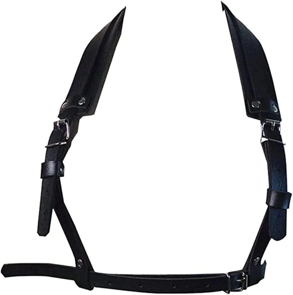 Men's Black Leather Body Chain Chest Harness Belt Shoulder Straps Adjustable Buckle Straps Costume Party Carnival