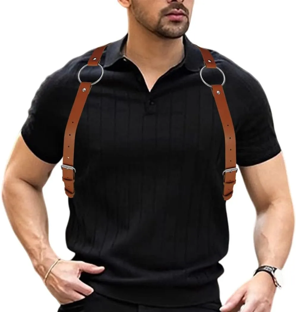 Mens Body Chest Belt Harness PU Leather Supporters Adjustable Shoulder Strap Sexy Party Cosplay Costume