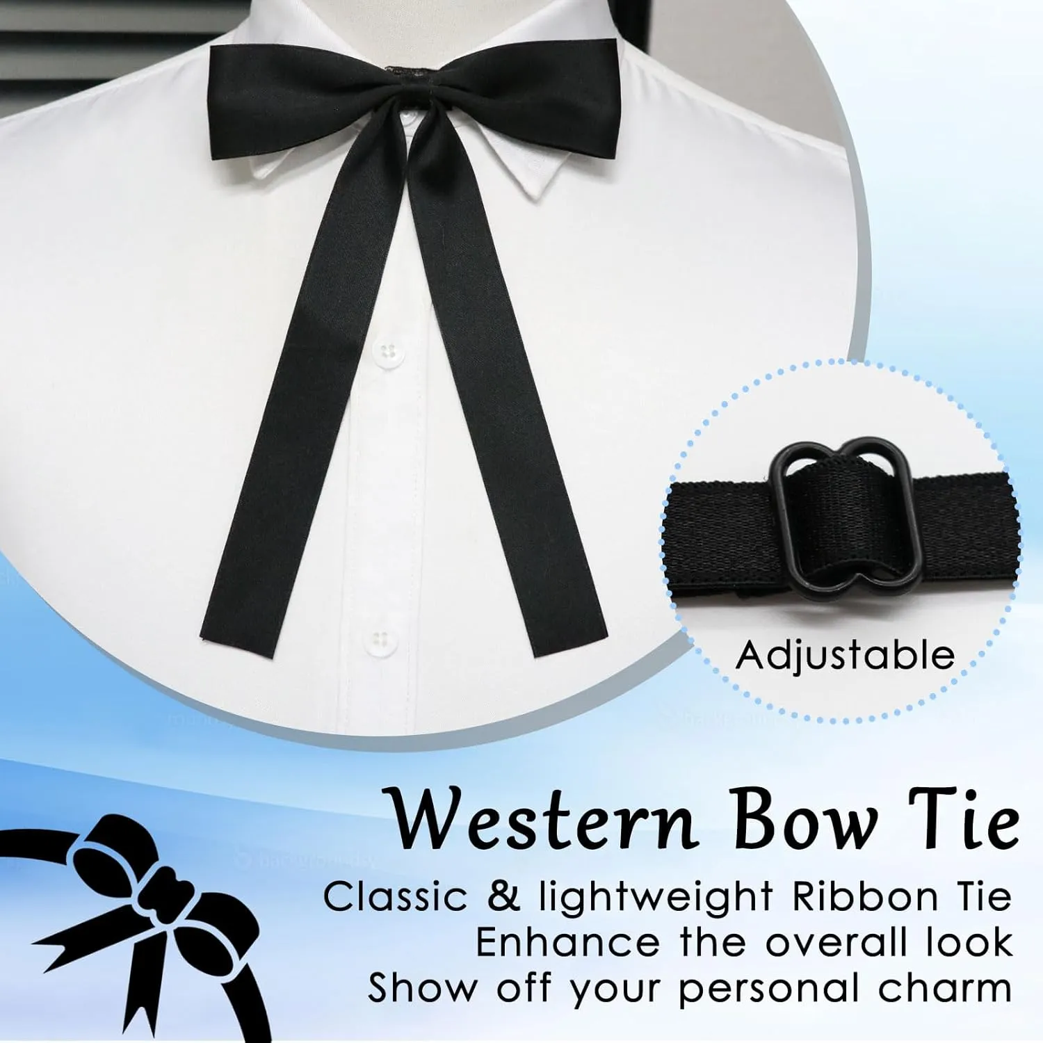 Mens Bow Tie, Western Ties for Men, Black Bowtie for Women, String Colonel Ribbon Tie for Party Prom Wedding
