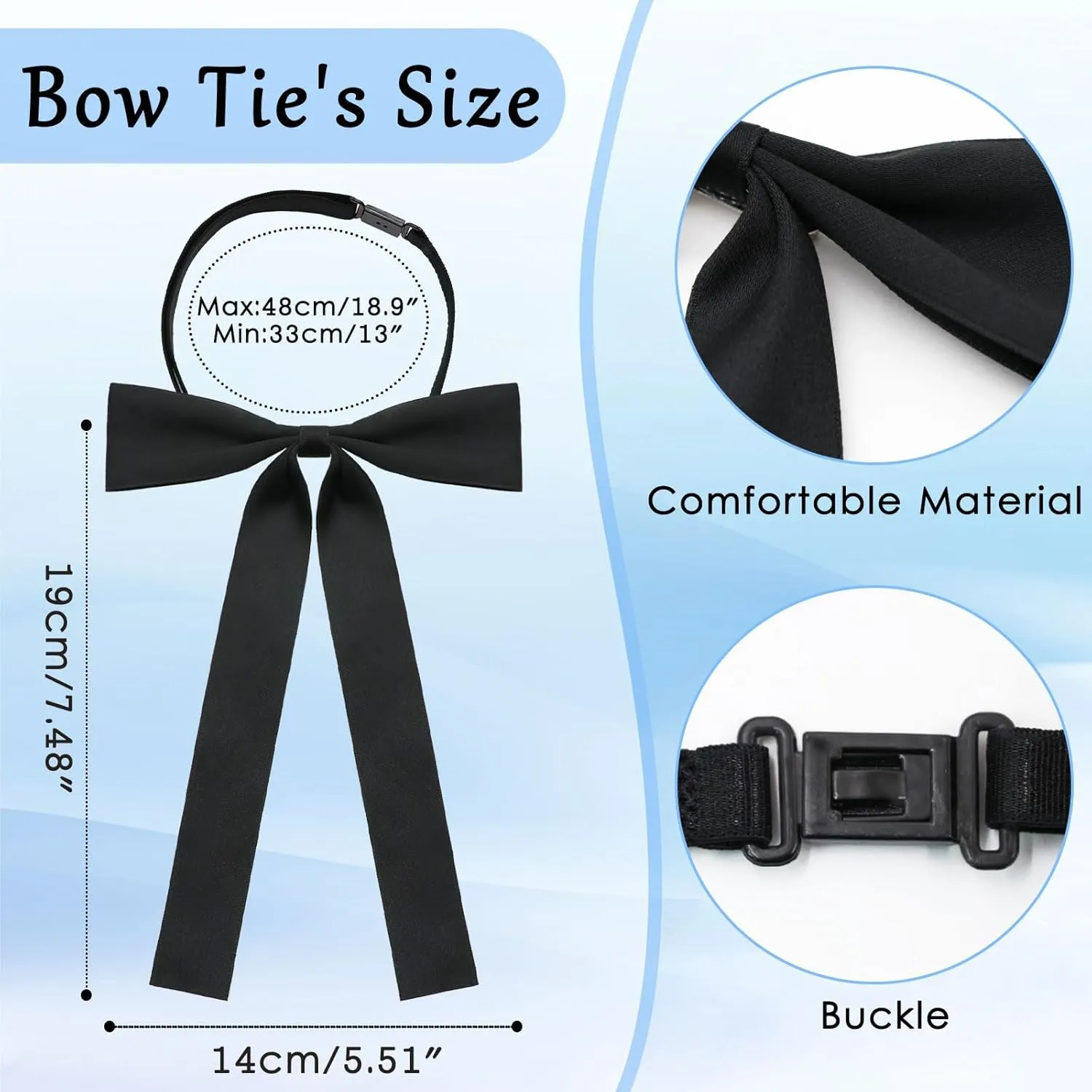Mens Bow Tie, Western Ties for Men, Black Bowtie for Women, String Colonel Ribbon Tie for Party Prom Wedding