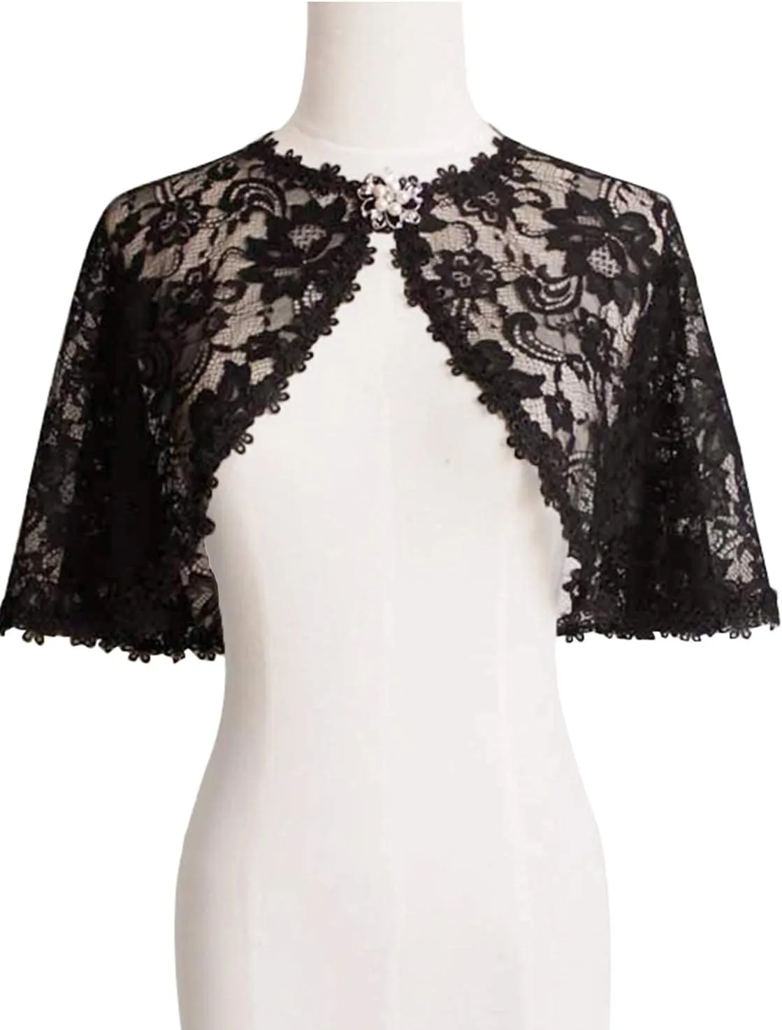 MisShow Women's Lace Appliques Shawls Wedding Bridal Cape Shoulder Covers Bolero