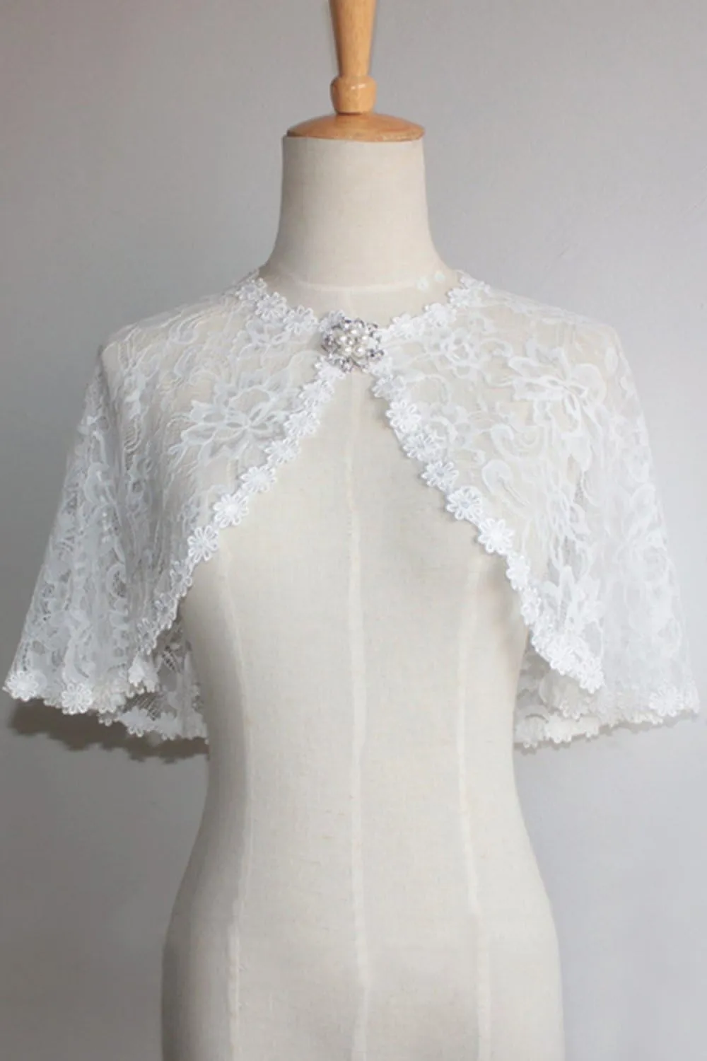 MisShow Women's Lace Appliques Shawls Wedding Bridal Cape Shoulder Covers Bolero