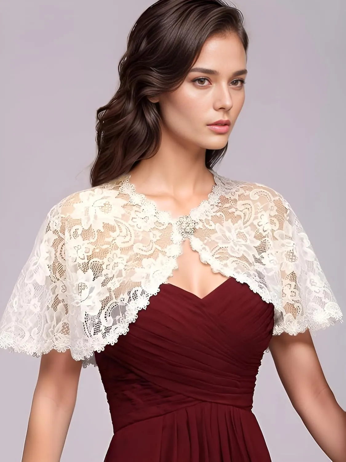 MisShow Women's Lace Appliques Shawls Wedding Bridal Cape Shoulder Covers Bolero