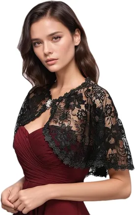 MisShow Women's Lace Appliques Shawls Wedding Bridal Cape Shoulder Covers Bolero