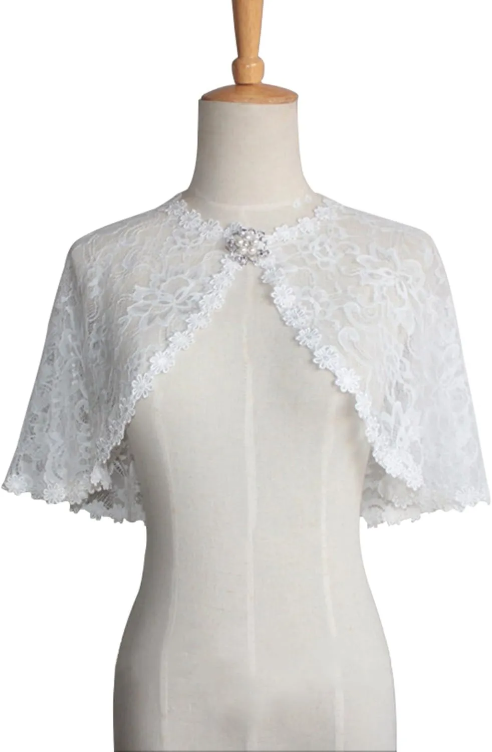 MisShow Women's Lace Appliques Shawls Wedding Bridal Cape Shoulder Covers Bolero