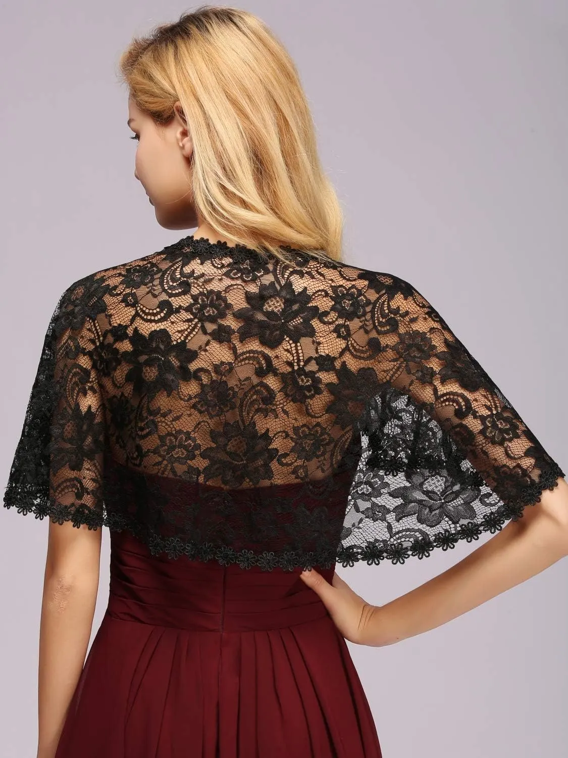 MisShow Women's Lace Appliques Shawls Wedding Bridal Cape Shoulder Covers Bolero