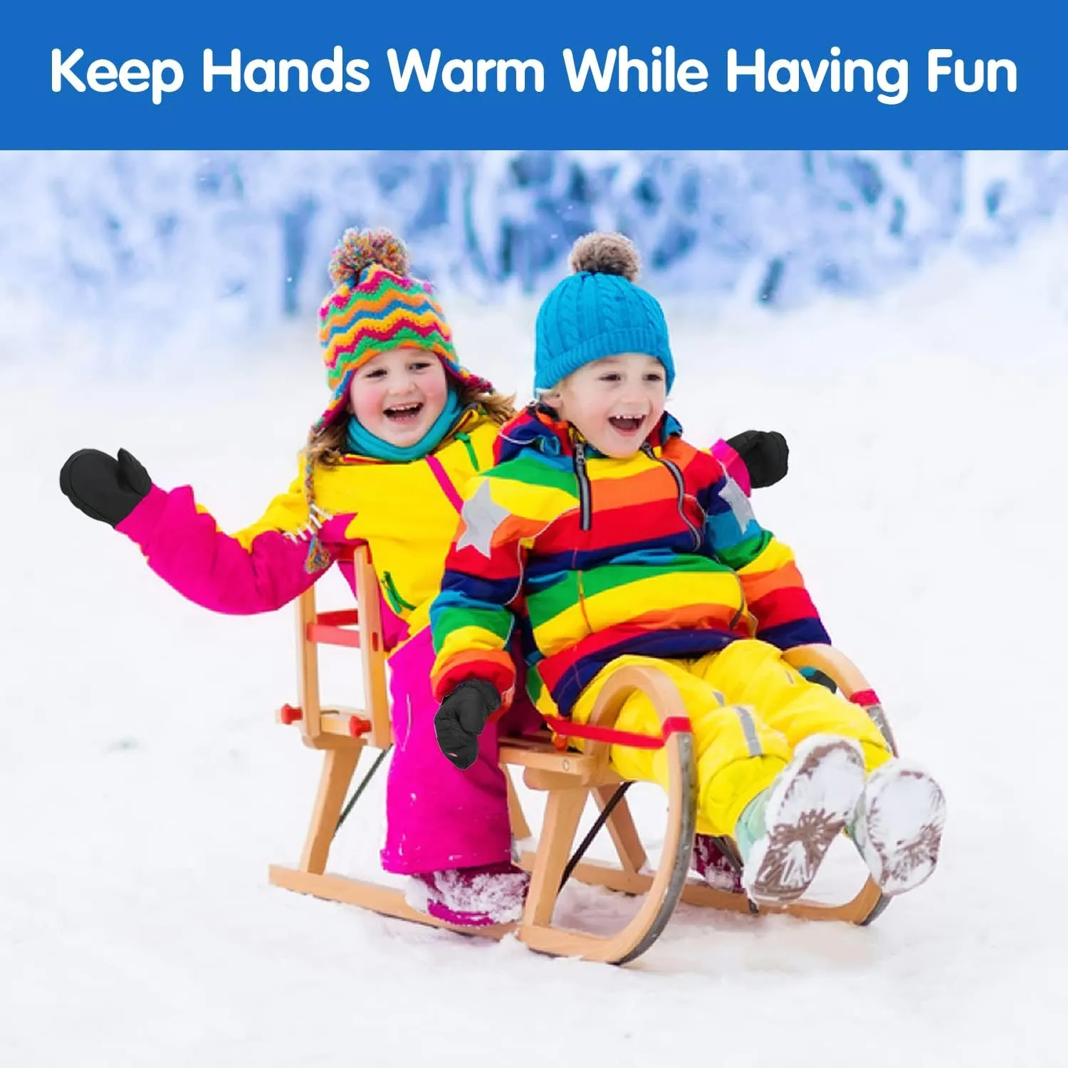 MoKo Toddler Mittens, Ski Kids Mittens, Waterproof & Windproof Mittens for Girls Boys, Winter Snow Gloves
