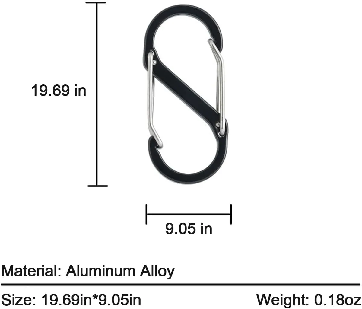 Multi-Use Carabiner Clips, Lightweight Locking Carabiner Clip, S-Type Spring Snap Keychain Hook