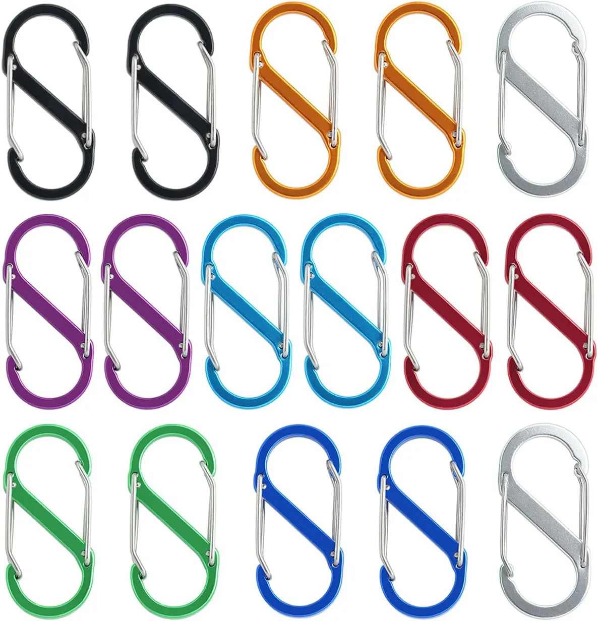 Multi-Use Carabiner Clips, Lightweight Locking Carabiner Clip, S-Type Spring Snap Keychain Hook