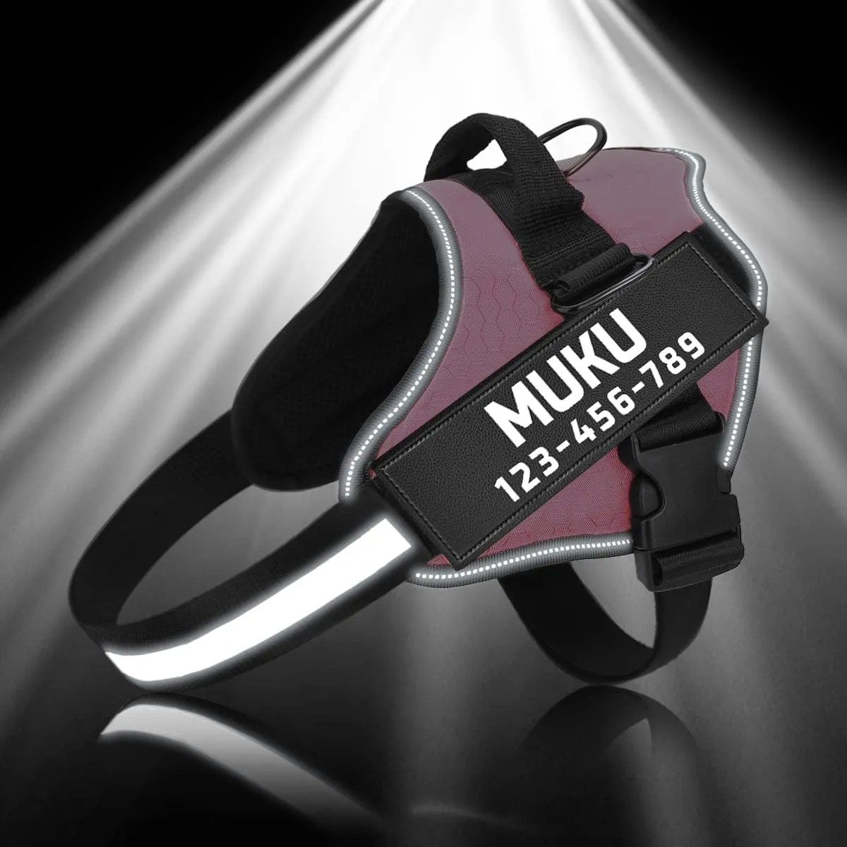 MUMUPET Custom No Pull Dog Harness with Name and Phone Number, Heavy Duty Personalized Pet Vest, 3M Reflective Breathable & Easy Adjust Pet Halters No More Tugging, Pulling, or Choking