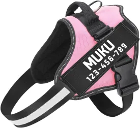 MUMUPET Custom No Pull Dog Harness with Name and Phone Number, Heavy Duty Personalized Pet Vest, 3M Reflective Breathable & Easy Adjust Pet Halters No More Tugging, Pulling, or Choking