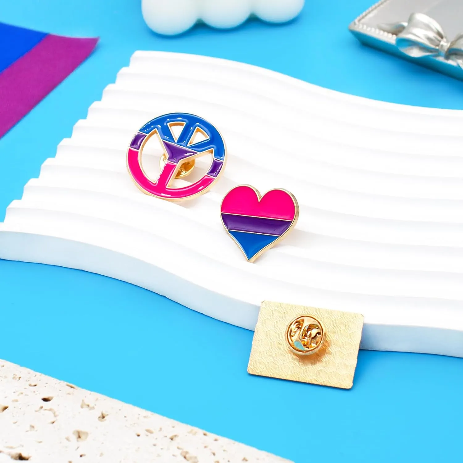 Nanafast 3Pcs LGBTQ Pride Pins - Rainbow Heart Lapel Pin Brooch Badge for Pride Month Parades and Events - Accessories for Clothes, Bags and Hats