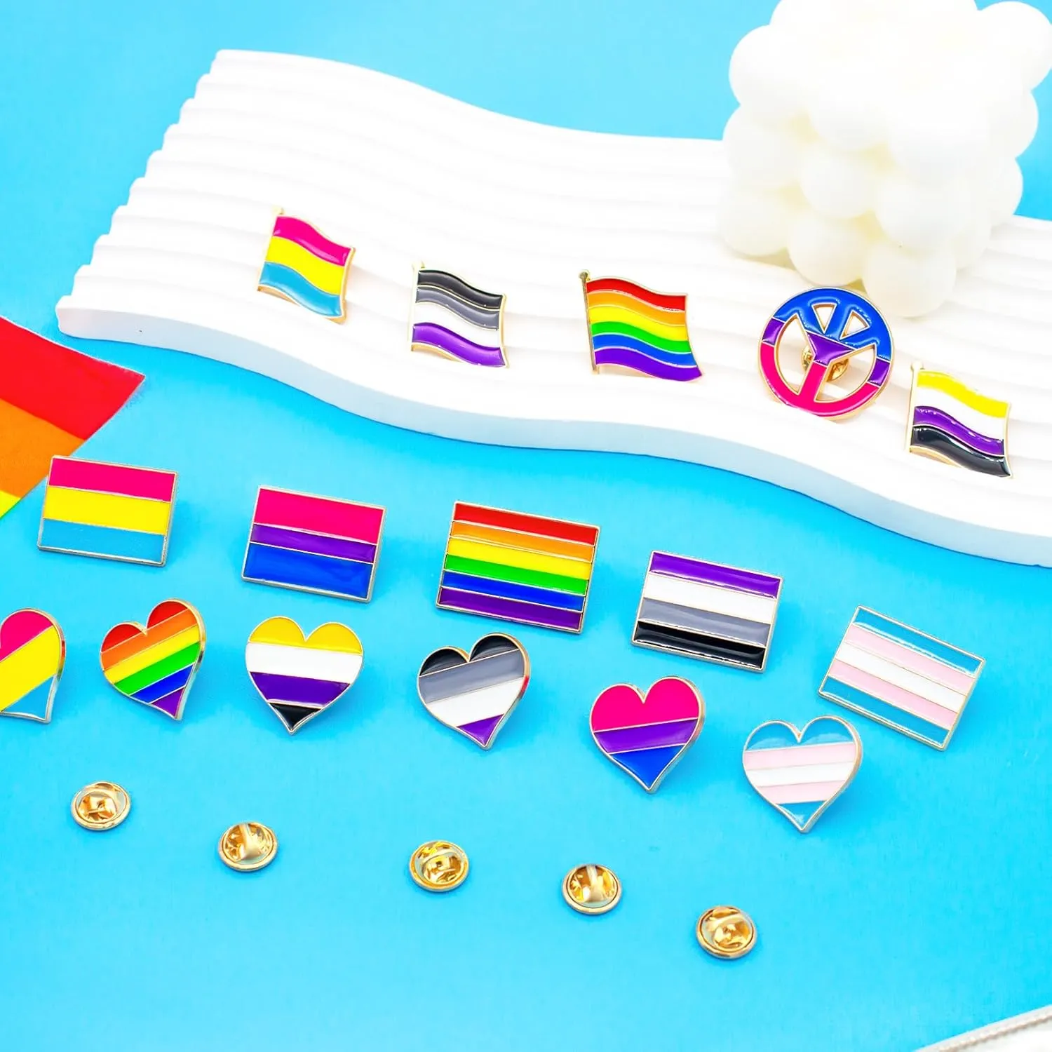 Nanafast 3Pcs LGBTQ Pride Pins - Rainbow Heart Lapel Pin Brooch Badge for Pride Month Parades and Events - Accessories for Clothes, Bags and Hats