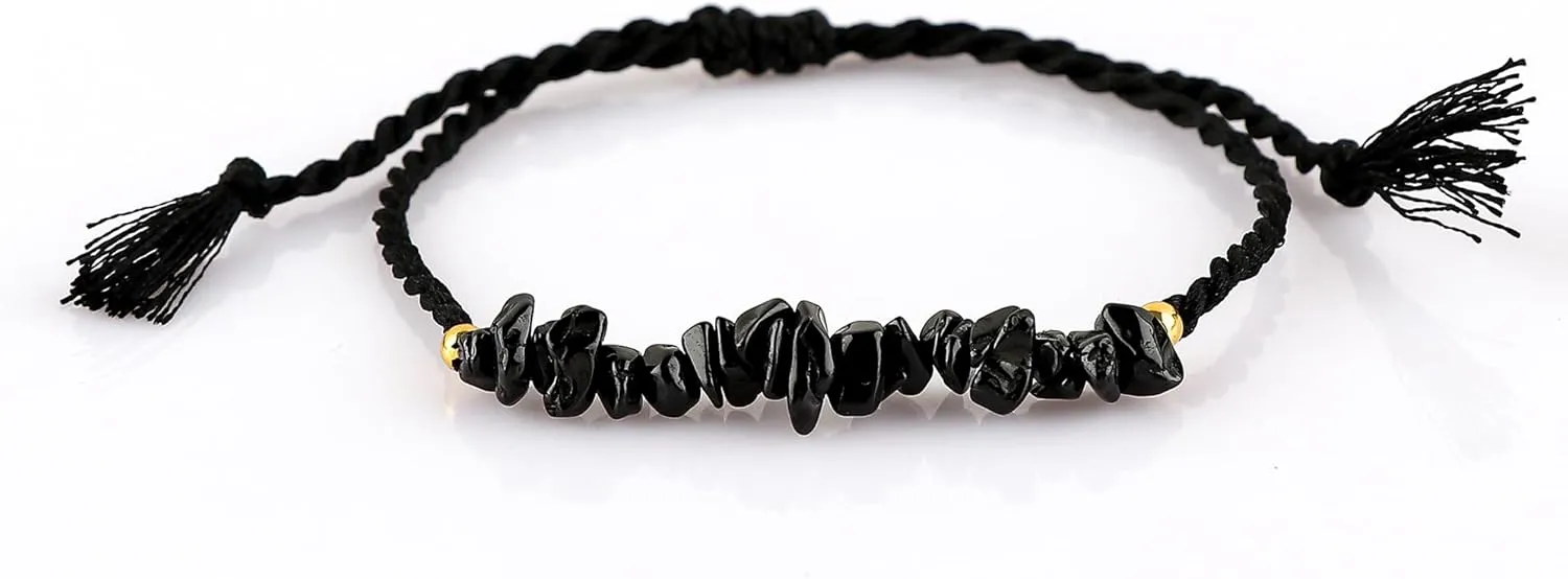 Natural Chips Braided Bracelet, Healing, Birthday, Gift for Her, Resizable Hand Braid Rope Thread Protection Bracelet for Men Women, Gemstone Jewelry 7 inch Christmas Gifts
