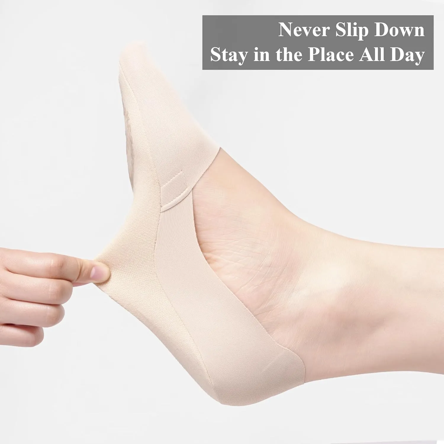 No Show Socks Womens Nylon Non Slip Low Cut Invisible Liner Footies Thin Silk Socks for Flats Loafers Lightweight 6 Pairs
