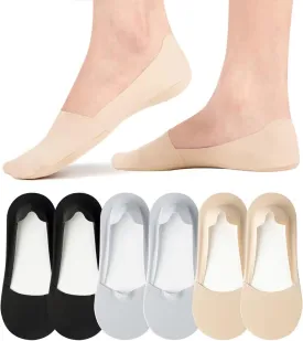 No Show Socks Womens Nylon Non Slip Low Cut Invisible Liner Footies Thin Silk Socks for Flats Loafers Lightweight 6 Pairs