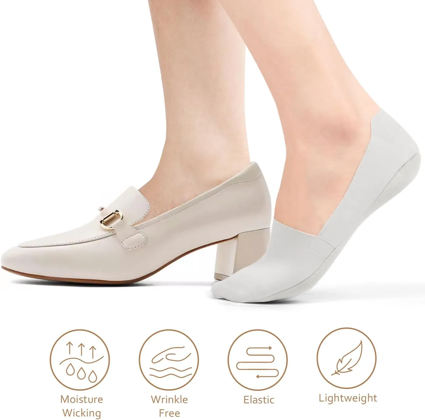 No Show Socks Womens Nylon Non Slip Low Cut Invisible Liner Footies Thin Silk Socks for Flats Loafers Lightweight 6 Pairs