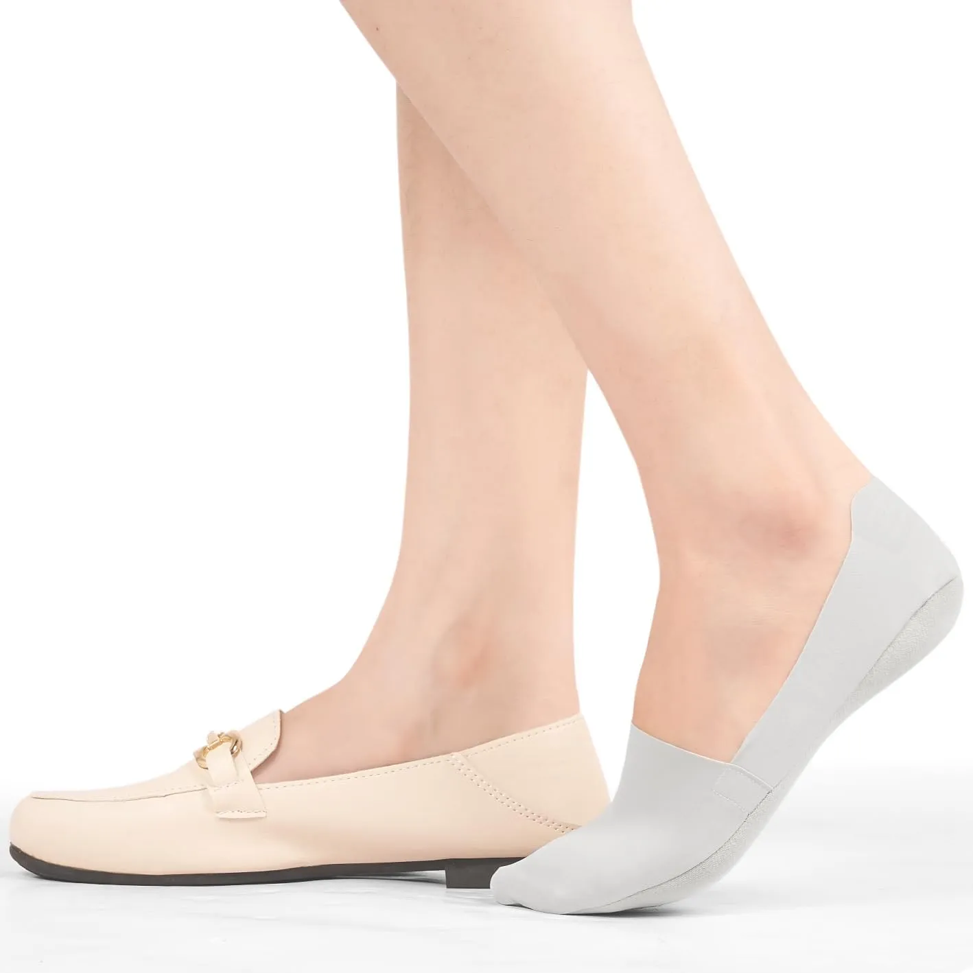 No Show Socks Womens Nylon Non Slip Low Cut Invisible Liner Footies Thin Silk Socks for Flats Loafers Lightweight 6 Pairs