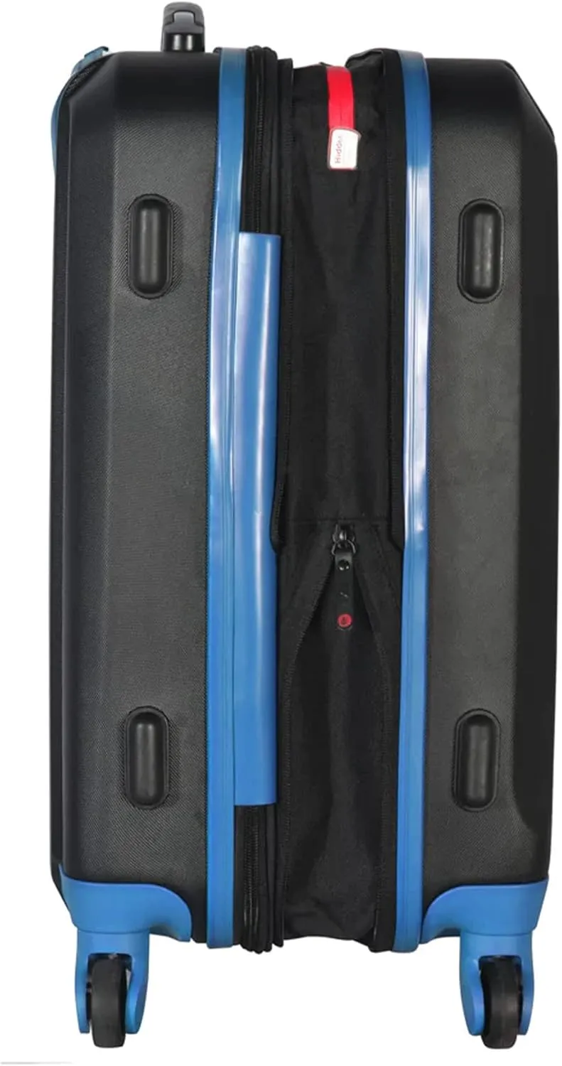 Olympia USA Apache II 22 Inch Expandable Rolling Carry On Lightweight Hardside Double 4 Wheel Spinner Luggage Suitcase with Locking System and Hidden Laptop Compartment, Black/Blue