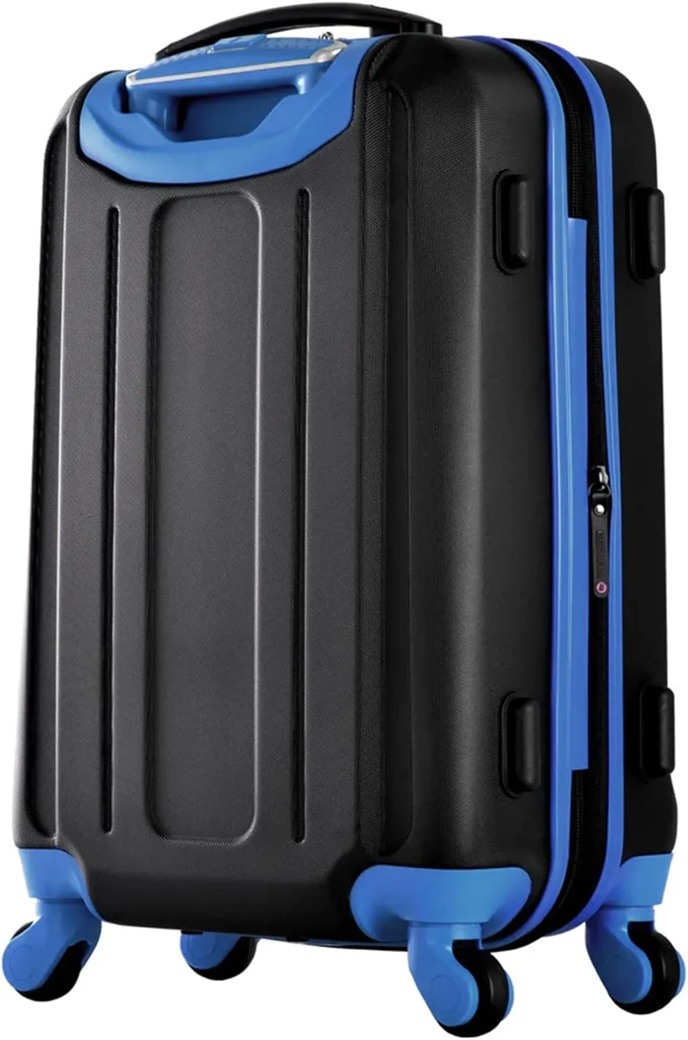 Olympia USA Apache II 22 Inch Expandable Rolling Carry On Lightweight Hardside Double 4 Wheel Spinner Luggage Suitcase with Locking System and Hidden Laptop Compartment, Black/Blue