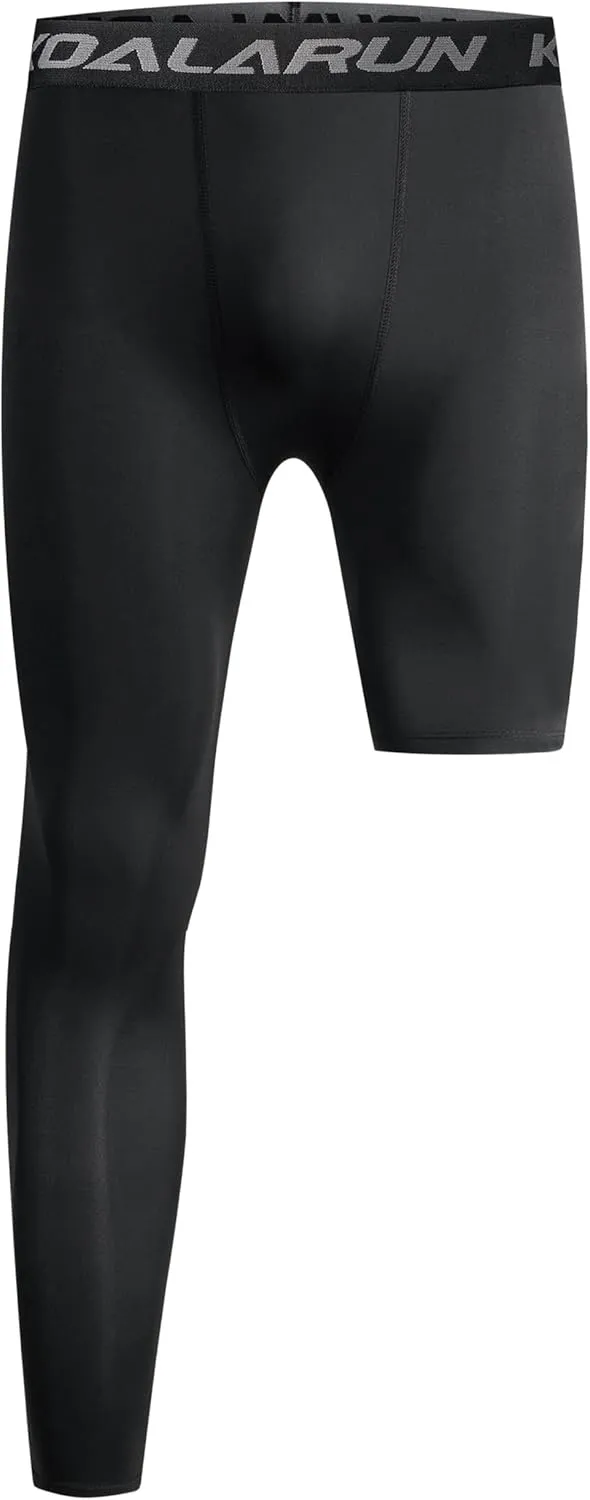 One Leg Compression Tights Full Length for Basketball Single Leg Long Pants Sports Base Layer Leggings 1-2 Pack