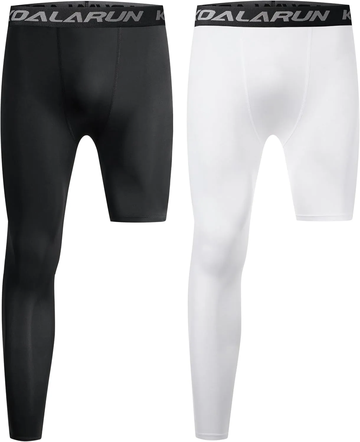 One Leg Compression Tights Full Length for Basketball Single Leg Long Pants Sports Base Layer Leggings 1-2 Pack