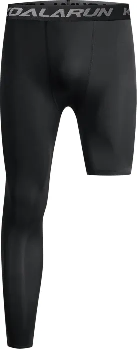 One Leg Compression Tights Full Length for Basketball Single Leg Long Pants Sports Base Layer Leggings 1-2 Pack