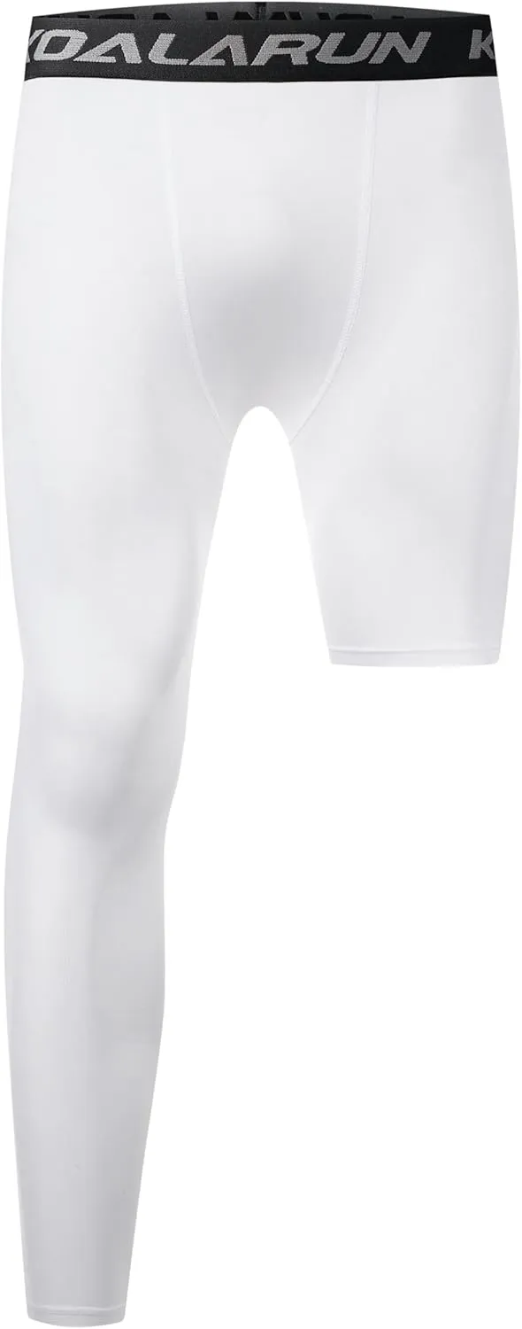 One Leg Compression Tights Full Length for Basketball Single Leg Long Pants Sports Base Layer Leggings 1-2 Pack