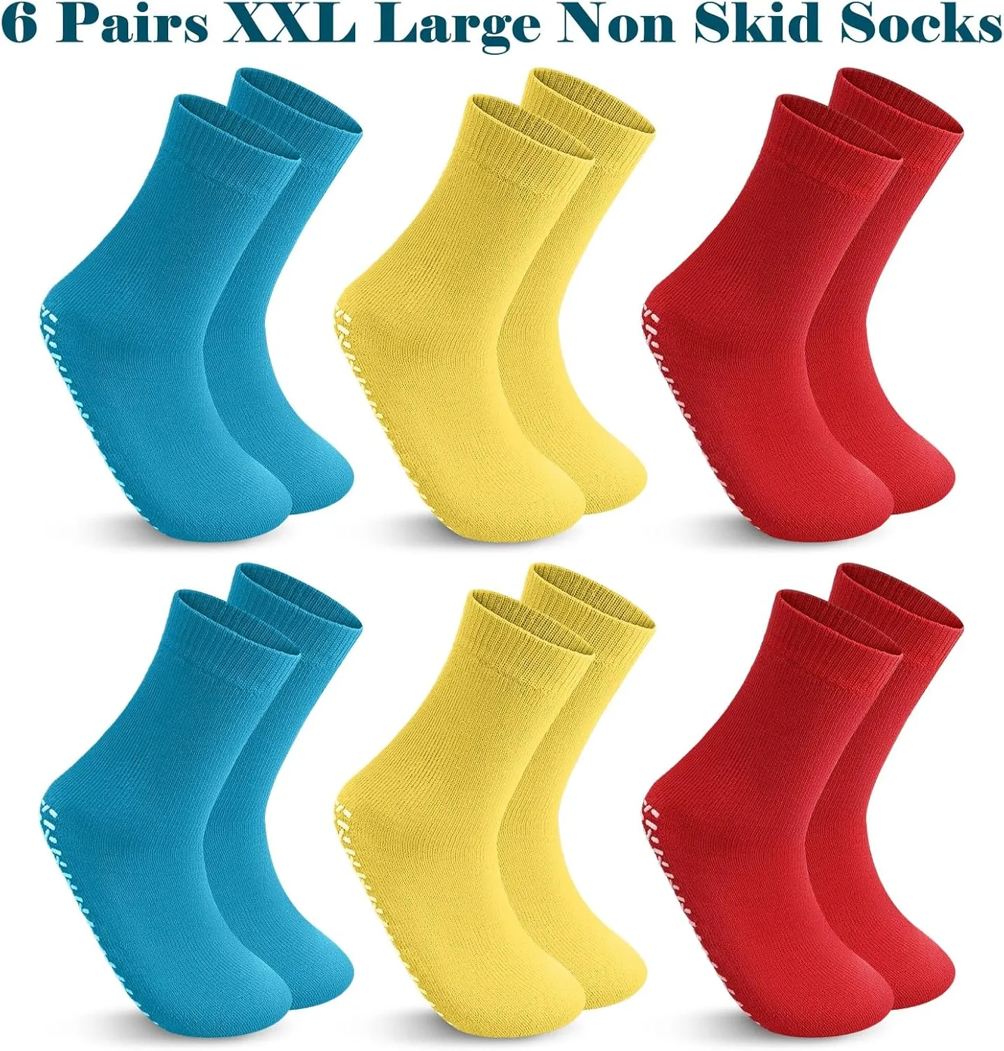 Panitay 6 Pairs XX Large Slipper Socks Terry Ring Non Slip Gripper Socks for Adults Home Hospital