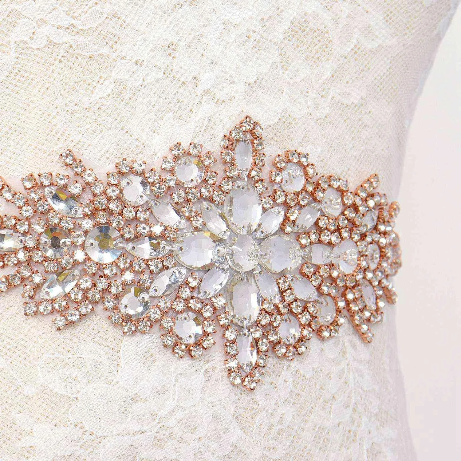 Pardecor Crystal Belt Wedding Rhinestone Applique Glitter Dress Belts Beaded Bridal Sash Wedding Belt Bridal Belt