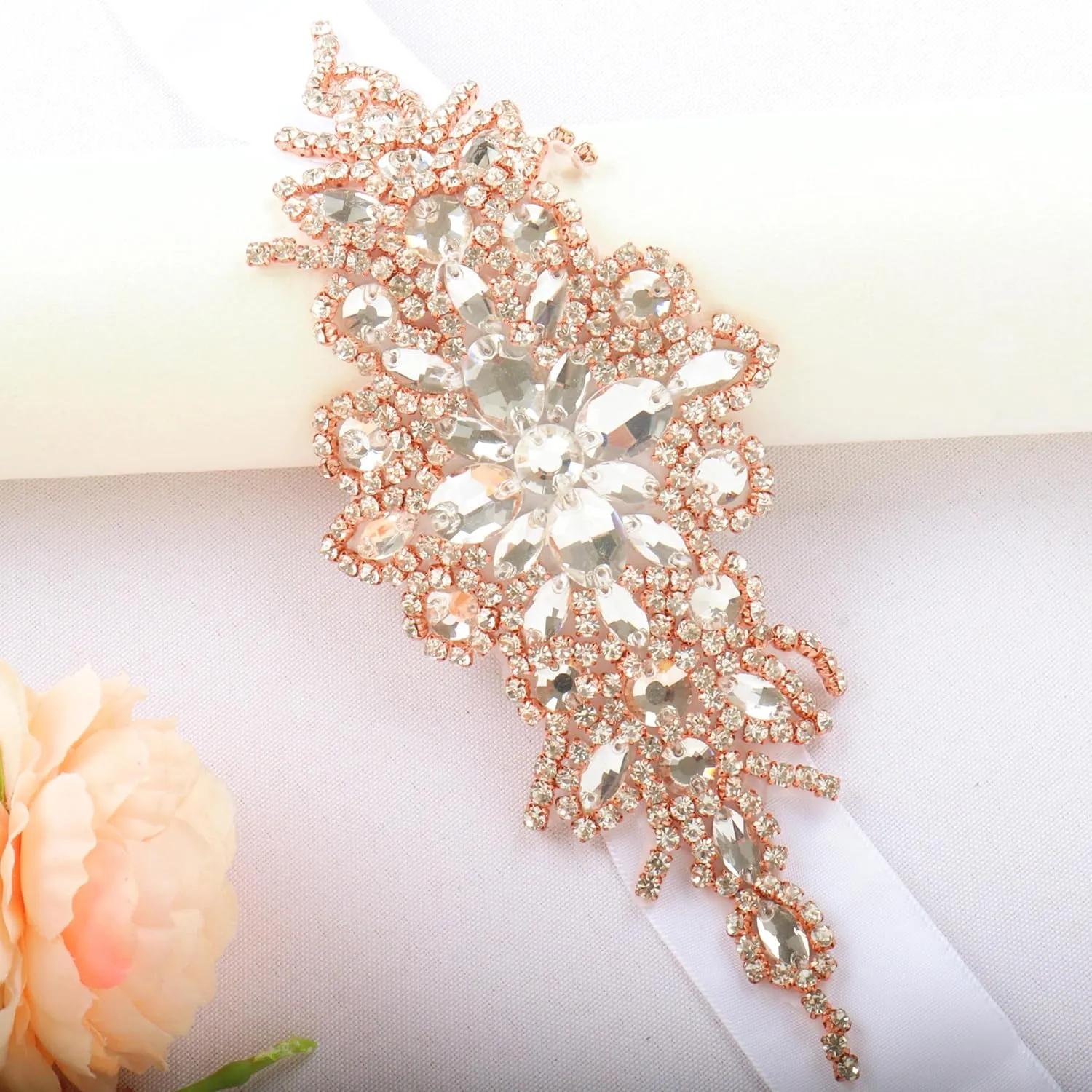 Pardecor Crystal Belt Wedding Rhinestone Applique Glitter Dress Belts Beaded Bridal Sash Wedding Belt Bridal Belt