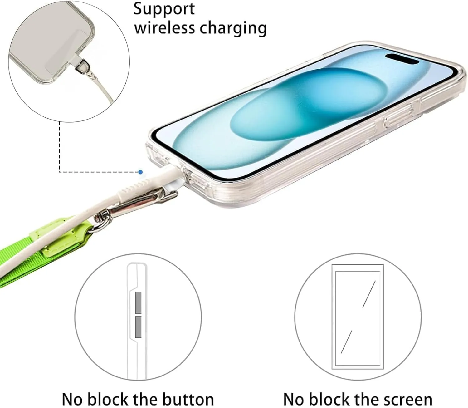 Phone Lanyard - 1 Pack with Adjustable Neck Straps, 1 Phone Clips; Anti-Theft Crossbody Lanyard(Green