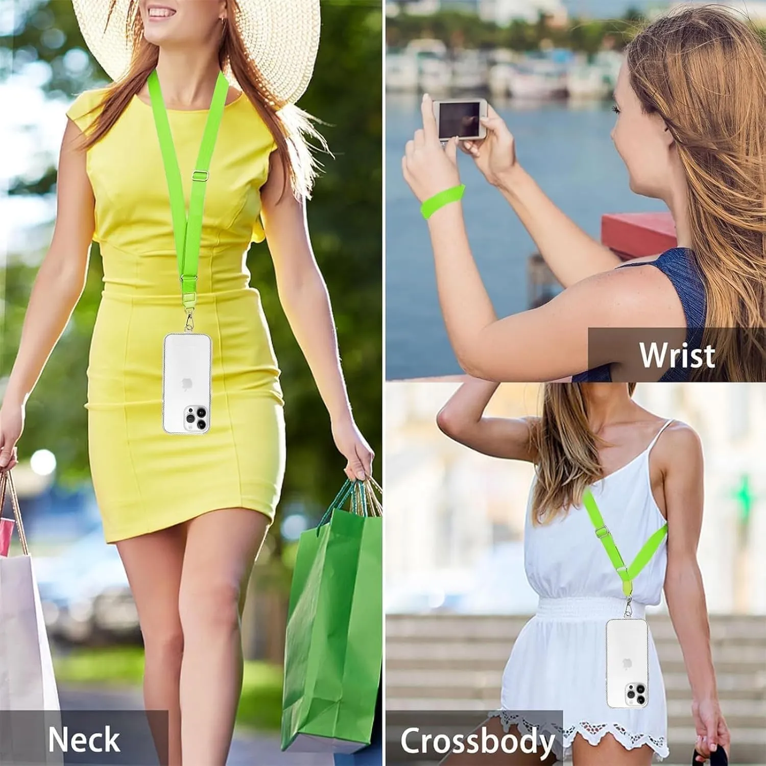 Phone Lanyard - 1 Pack with Adjustable Neck Straps, 1 Phone Clips; Anti-Theft Crossbody Lanyard(Green
