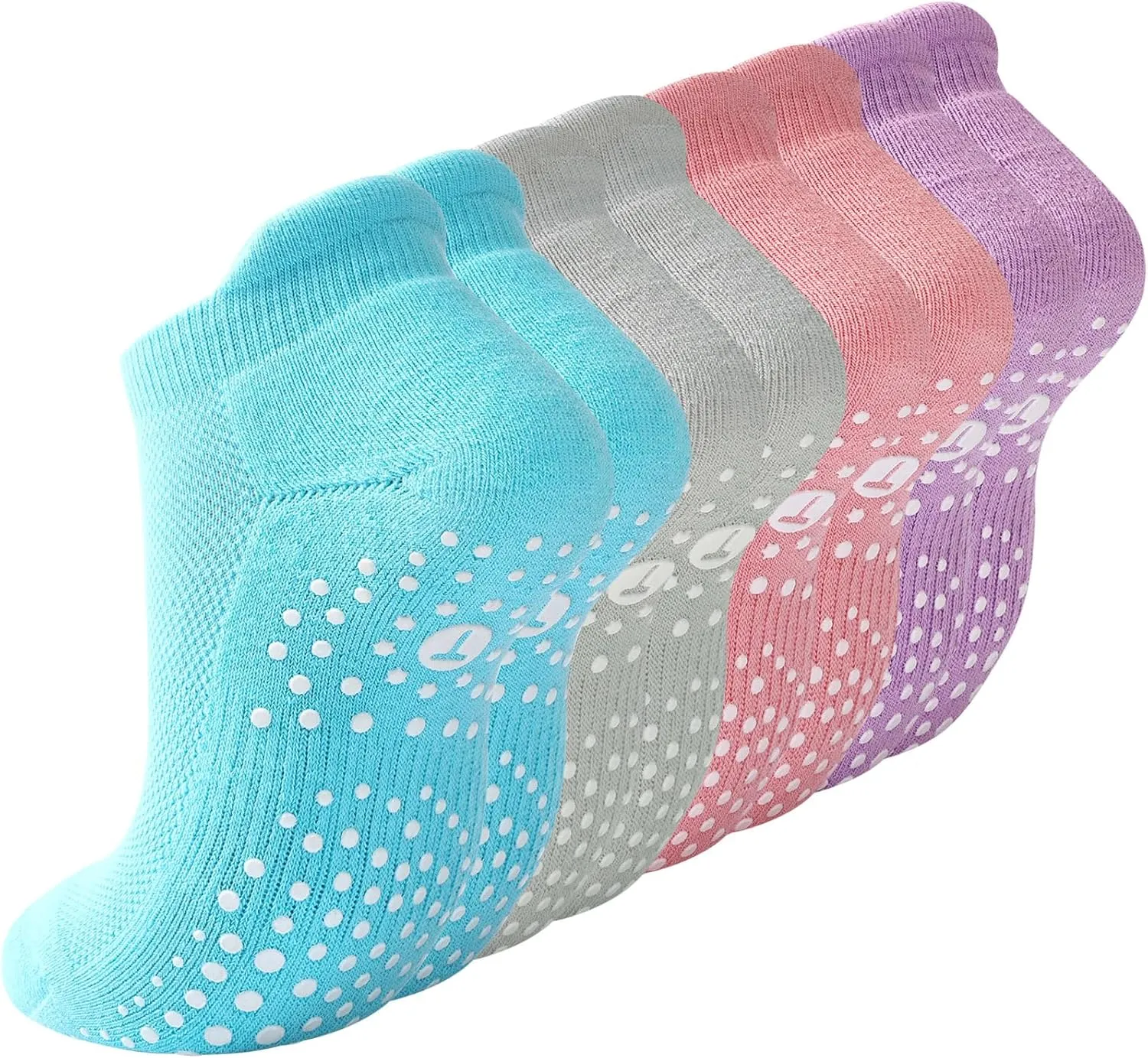 Pilates Socks for Women, Cushioned Ankle Grippy Non Slip Socks for Yoga, Hospital, Barre, Sports Home Slipper 2/4 Pairs